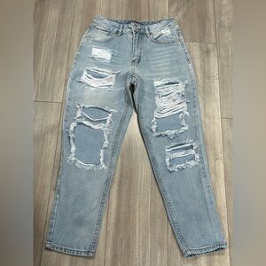 🆕 Cali 1850 Distressed Light Blue Mom Jeans Size 3 NWOT